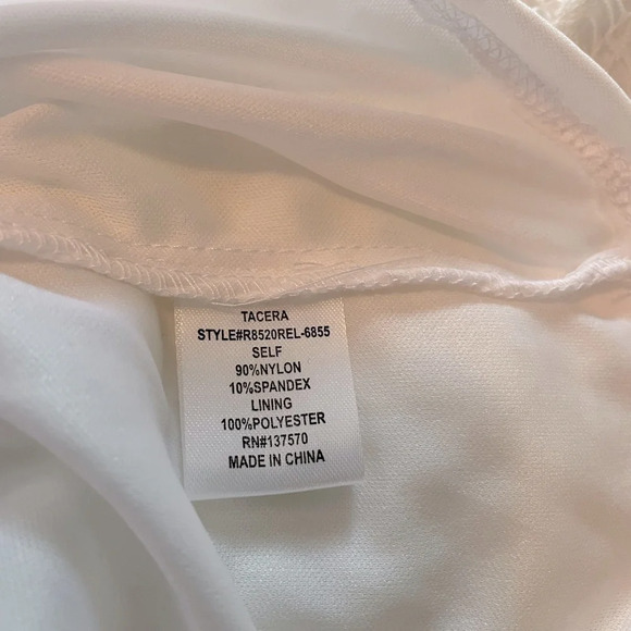 TACERA Ivory dress L w/sheer arm & hem Double bell sleeves NWT knee length - Picture 9 of 9